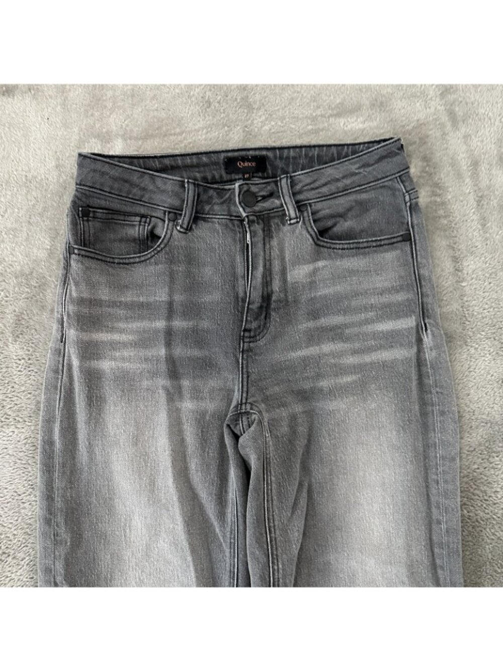 Quince Bella Stretch Straight Leg Relaxed Jeans Women's 27 Stonewashed Gray - Picture 2 of 9